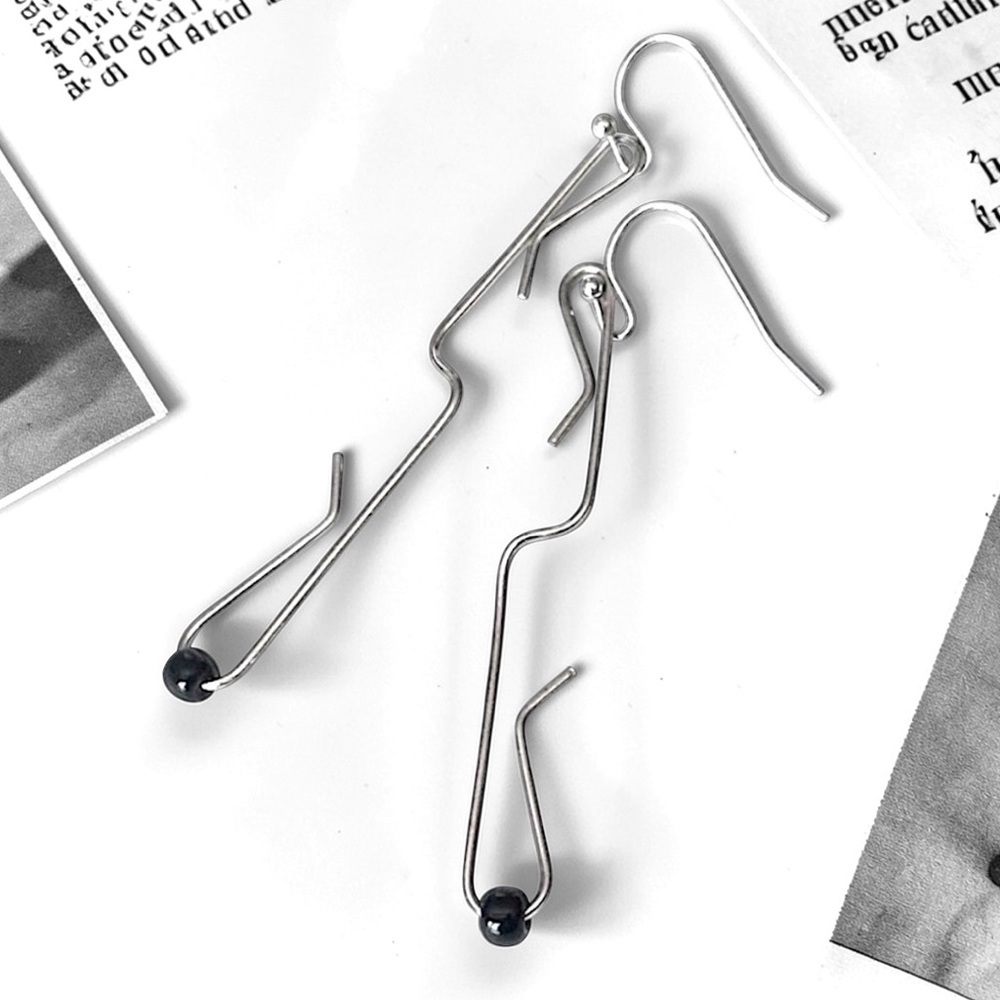 5 For $25💫Long Silver Wire Minimalist Geometric Style Earrings